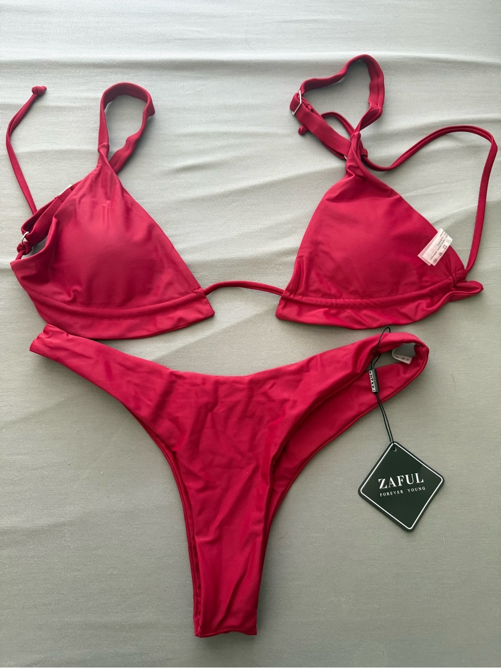 Zaful Red Wine Triangle Swim Set